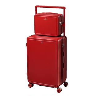 袋鼠红色行李箱结婚陪嫁嫁妆24寸2025新款宽拉杆子母箱拉链密码箱