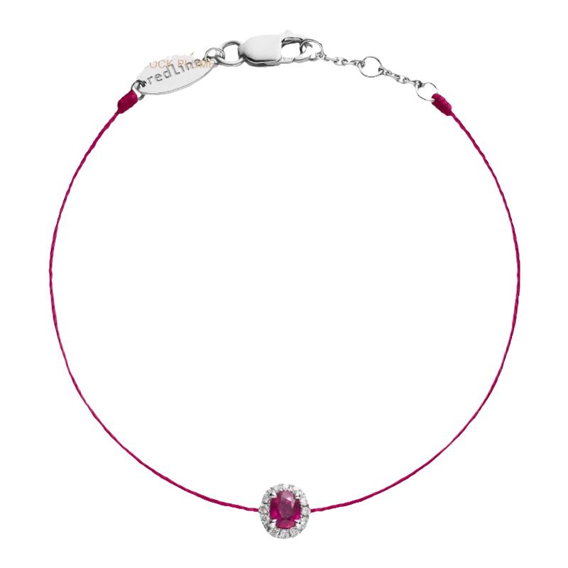 Redline/红绳女士Diva Rubis 0.06克拉椭圆形钻石红宝石绳制手链