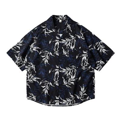美式古巴领夏威夷衬衫短袖男宽松潮牌休闲上衣夏季沙滩度假花衬衣