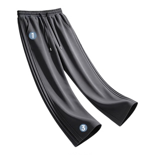 猫人休闲裤男直筒宽松褶皱灰色运动裤2026春季松弛百搭裤子男款J