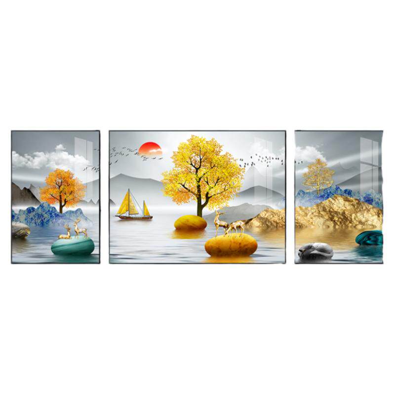 北欧客厅装饰画三联画沙发墙挂画