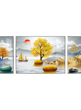 北欧客厅装饰画三联画沙发墙挂画