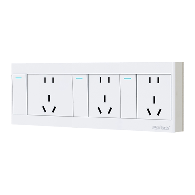 锦迈明装三开十五孔开关插座