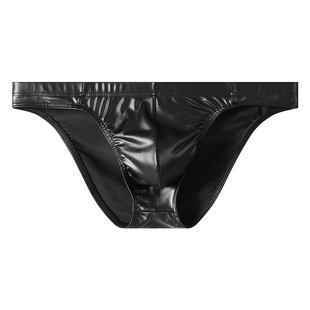 男士内裤男生仿皮裤衩性感漆皮三角裤头男式欧美风夜店风健美比赛