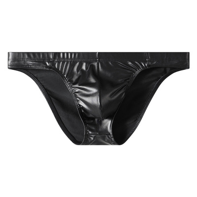 男士三角裤低腰仿皮夜店风表演款