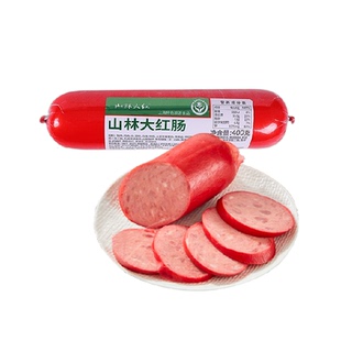 山林大红猪肉肠正宗红肠肉含量90%烤肠家用即食火腿肠香肠400g/根