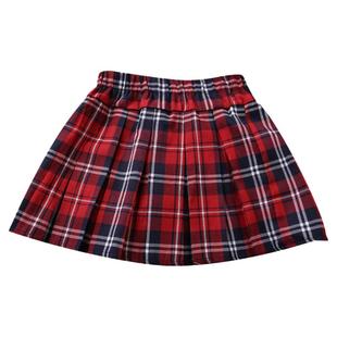 女童裙子儿童格子半身裙中小学生短裙红色格子裙子学院校服女孩子