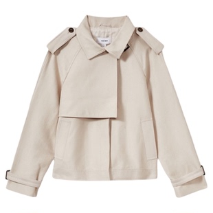 REISS短款风衣外套浅色单排扣设计感百搭英伦风优雅气质通勤