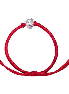 梦克拉足银生肖牛本命年红绳手链民放风银饰 牛气冲天