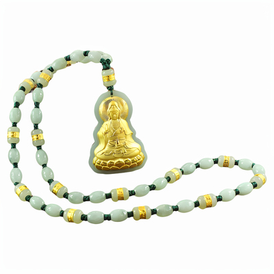 观音金镶玉黄金项链路路通