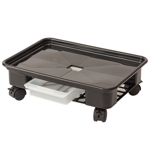 长方形托盘万向轮可移动花盆花架塑料树脂接水底盘底座带滚轮滑轮