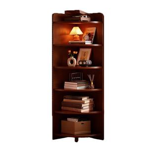 实木转角书架置物架落地客厅墙角三角窄柜小户型角落收纳展示书柜