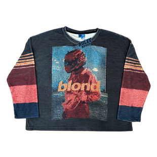 RULEE黑怕 Frank Ocean 像素风 Blonde复古嘻哈宽版秋冬圆领长袖