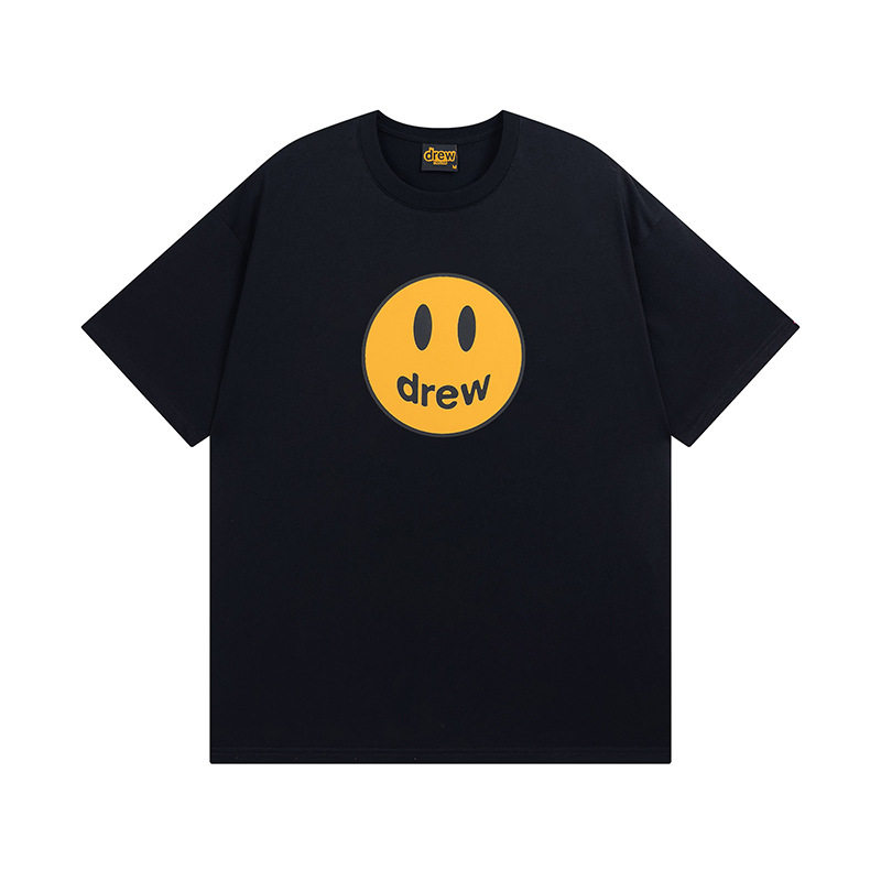 灭世版drew短袖笑脸比伯t恤男女情侣美式潮牌纯棉圆领半袖上衣夏