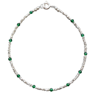 荧光 990纯银珠小碎银子手链祖母绿闺蜜简约礼物转运送女朋友细款