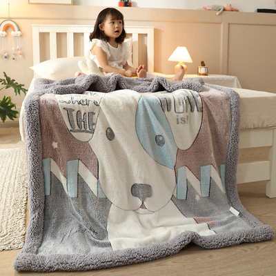 加厚儿童珊瑚绒毛毯子双层牛奶法兰绒午睡毯婴儿宝宝幼儿园小被子