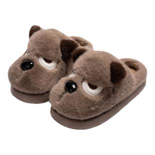 秋冬季情侣棉拖鞋男士2025新款毛绒保暖居家室内厚底防滑毛拖鞋女