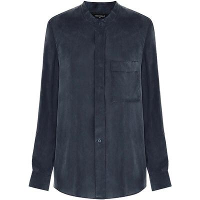 挂霜铜氨丝气质立领衬衫