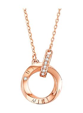 中国黄金莫比乌斯环纯银项链