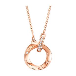 中国黄金珍尚银莫比乌斯环纯银项链足银锁骨链颈链生日送女友闺蜜