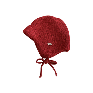 新年红色帽子女冬季保暖针织帽可爱系带毛线帽护耳雷锋帽飞行帽男