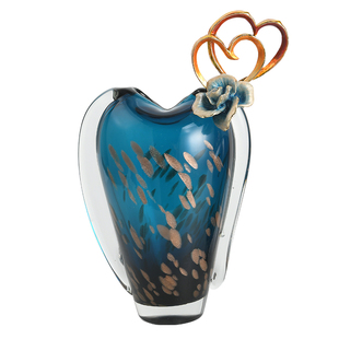 客厅花瓶轻奢现代创意心心相印玻璃插花容器装饰摆件家用玄关饰品