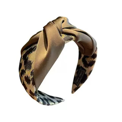 豹纹交叉发箍女高级感高颅顶宽边