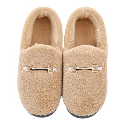 女士外穿加绒平底一脚蹬毛毛鞋