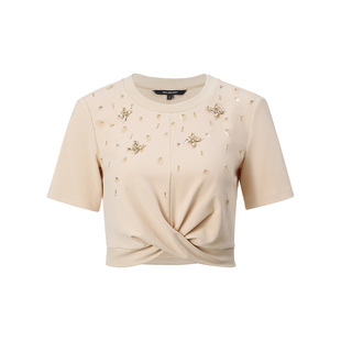 【静奢度假-商场同款】MAXRIENY华丽休闲感精钉珠T恤短袖上衣女