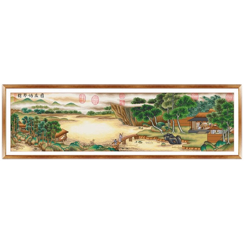 ks十字绣2023年新款线绣客厅自己绣古风人物古典大画携琴访友图