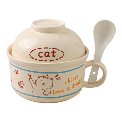 舍里可爱手柄碗上班族带饭碗汤碗