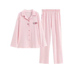 [芬腾温控睡眠衣]情侣睡衣春秋款长袖莫代尔棉大白鹅男女士家居服