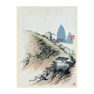 清 石涛 清香老人写枝山诗意册(张大千题)纸本10帧山水画册装饰画