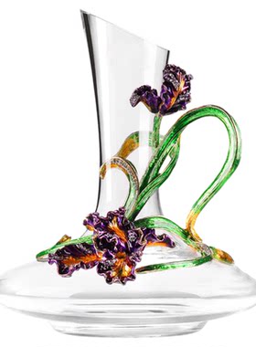 欧式风珐琅彩无铅2个水晶红酒杯