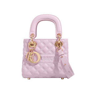 官网粉色戴妃包包女式2026新款轻奢小众高级感菱格斜挎手提包女包