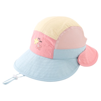 儿童遮阳帽子夏季薄款防晒大帽檐透气网眼披肩帽男女宝宝春鸭舌帽