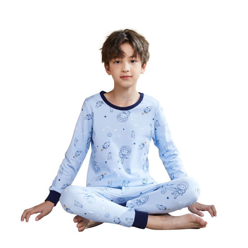 猫人男童秋衣秋裤纯棉儿童全棉青少年内衣套装中大童春秋棉毛衫