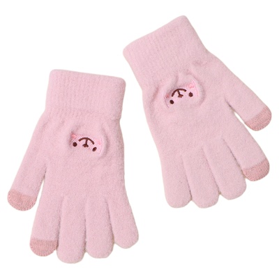 可爱毛绒保暖半指手套加绒加厚