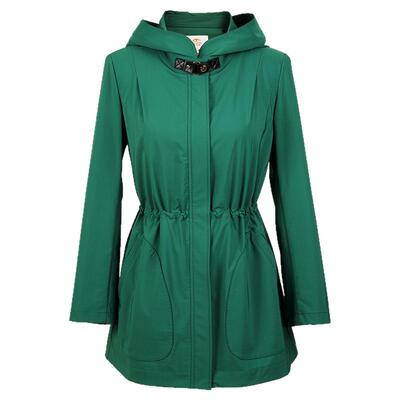 JAN AN NO 简爱诺百搭春秋新品绿色内抽绳连帽风衣外套J2410209FY