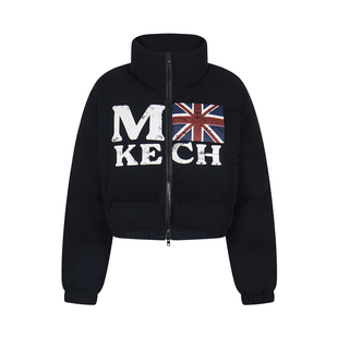 HTTAOSUP美式潮牌旗帜印花棉服短宽版型冬季棉衣加厚保暖棉服外套