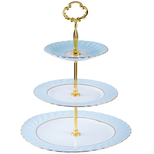 简约创意甜品台骨瓷下午茶点心架三层水果串盘干果陶瓷蛋糕盘子