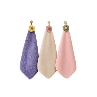 妙然擦手巾小毛巾厨房强吸水不掉毛珊瑚绒可挂式可爱儿童抹布2只