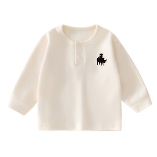 宝宝百搭长袖无骨婴儿春秋圆领T恤时尚男童女童儿童萌萌系打底衫