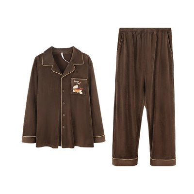 安之伴【巨保暖】男士睡衣秋冬季2025新款海岛绒加厚家居服可外穿