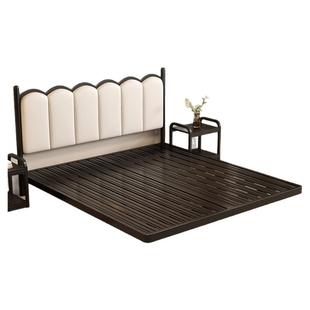 悬浮铁艺床双人床主卧大床软包床排骨架铁架现代简约加厚加固铁床