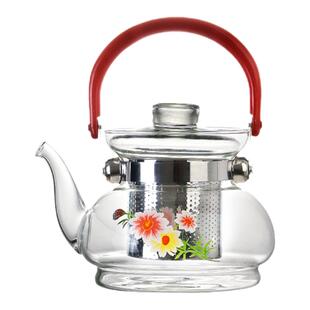 可明火直烧玻璃壶酒精炉煮茶器过滤网高硼硅烧水壶加厚耐热花茶壶