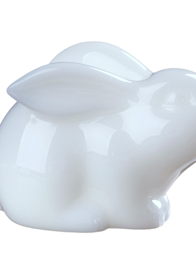 东方泥土冰种玉瓷瑞兔茶宠摆件