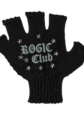Rogic#重工手套暗黑铆钉破洞半指手套亚文化朋克风个性街头配饰男