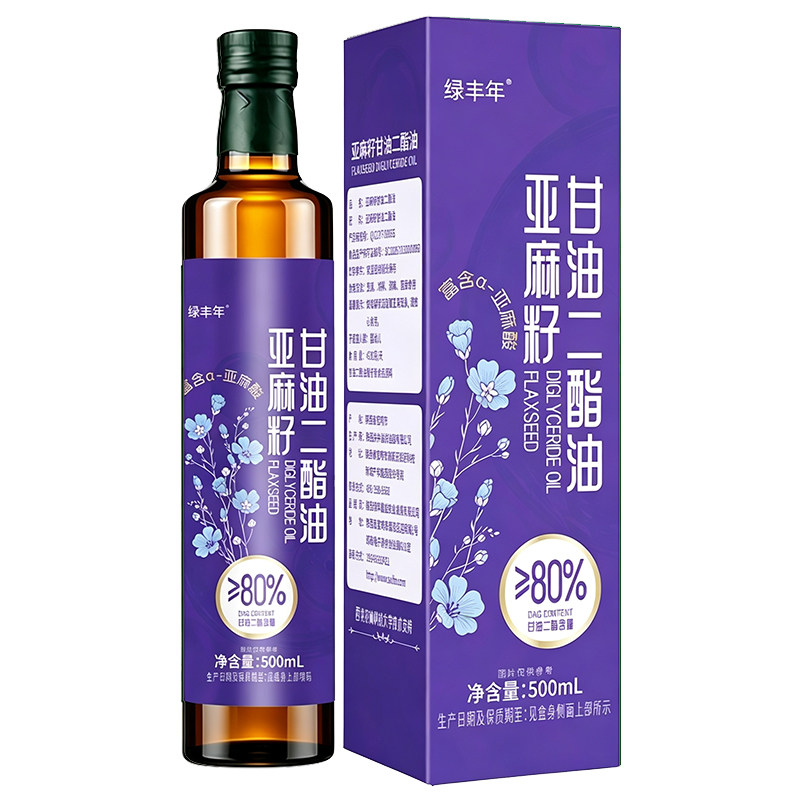 绿丰年80%亚麻籽甘油二酯食用油健康低温冷榨凉拌关中油坊礼盒装