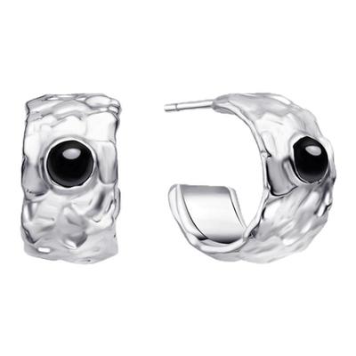 sweetwine黑玛瑙简约金属感耳圈